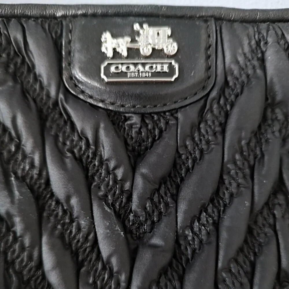 Coach 70th Anniversary Madison satin quilted chevron demi pochette EUC